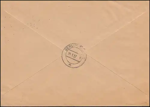 Libre par remplacement Chambre de district BERLIN 9.3.1937 Lettre locale