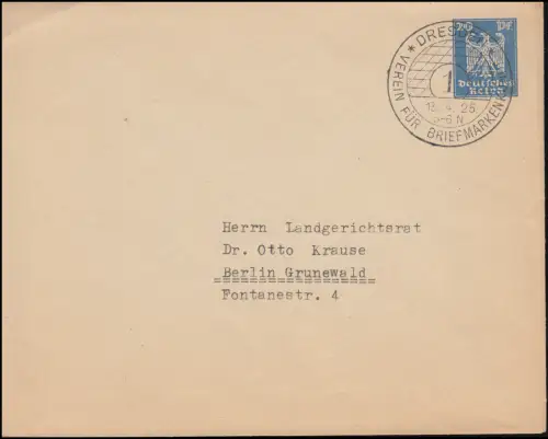 Privatumschlag PU 102 Reichsadler SSt DRESDEN Verein Briefmarkenkunde 13.4.1925