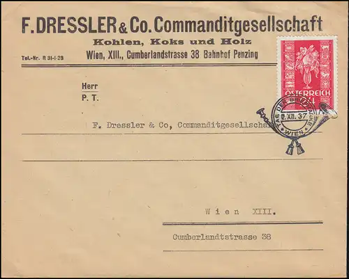 659 Glückwunsch-Marke 24 Groschen auf FDC ESSt WIEN Tag der Briefmarke 12.12.37