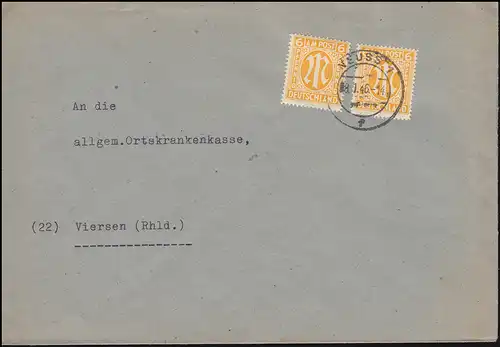 13 AM-Post 6 Pf. en tant que MeF sur lettre NOUVEAUSS 8.1.46 à l'AOK à Viersen