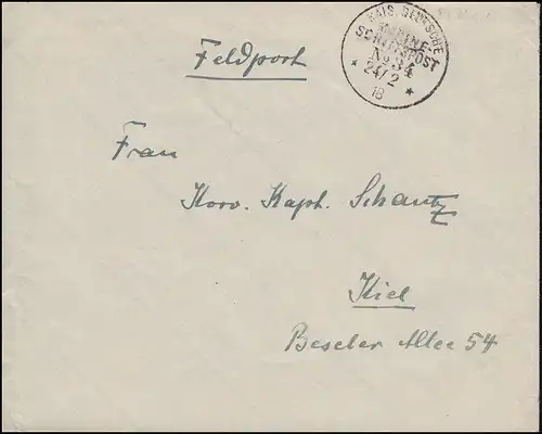 NAVIRE MARINE-FRANÇAIS POST No 34 - 24.2.1918 SMS Karlsruhe sur lettre de poste