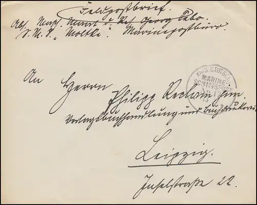 NAVIRE MARINE FRANÇAIS POST No 17 - 13.2.1918 SMS Moltke sur lettre de poste