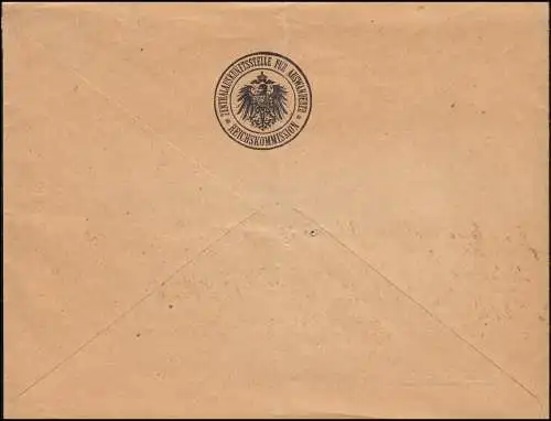 85I Germania MeF sur couverture retour Service d'information pour les émigrants CÖLN 6.12.1915