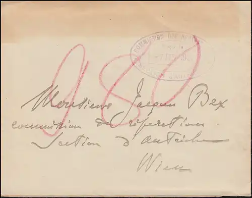 Dienstbrief COMMISSION DES REPARATIONS Section d´Autriche 7.2.1921 nach Wien