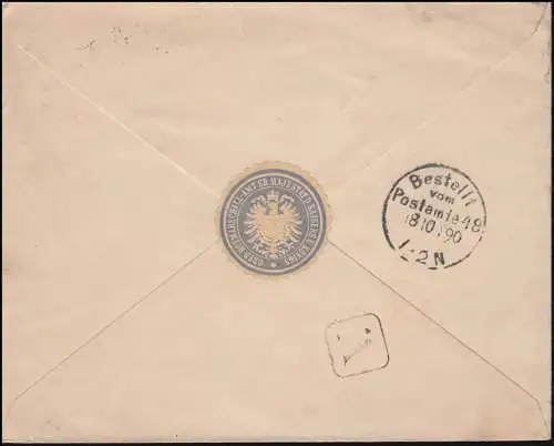 Kgl. Reichsache Ober-Hofmarschall-Amt seiner Majestät Ortsbrief BERLIN 18.10.90