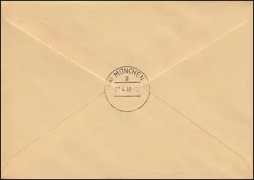 13 plis de blasphèmes 3 + 5 Pf Blanko-R-Lettre SSt FRIEDRICHSHAFEN 25.4.48