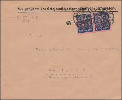 72 Dienstmarke als MeF auf Orts-Brief Reichsentschädigungsamt BERLIN 3.5.1923