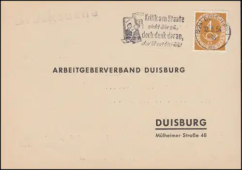 124 Posthorn als EF Drucksache Einladung vom Arbeitgeberverband Duisburg 12.4.54