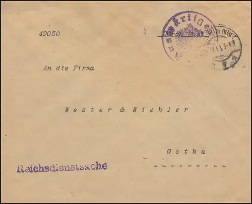 Affaire Reichsservice Office des affaires étrangères Lettre BERLIN 29.12.19 à Gotha