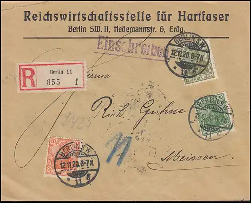 141+143+147 Germania-MiF R-Bf. Reichswirtschaftsstelle Hartfaser BERLIN 12.11.20