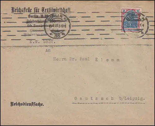 152 Germania Reichsbeschichte Reisstelle für Textilwirtschaft BERLIN 13.1.22
