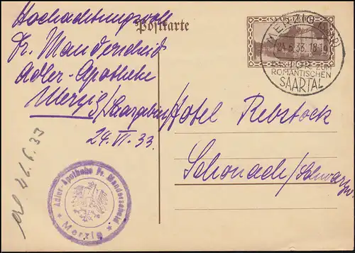 Carte postale P 25 Caserne avec SSt MERZIG Porte de la romantique Saartal 24.6.33