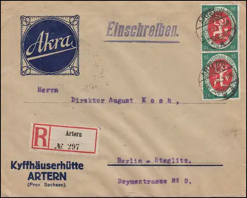 109 Nationalversammlung MeF R-Brief Kyffhäuserhütte ARTERN 21.11.19 nach Berlin