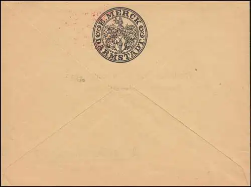 Gebühr-bezahlt-Stempel Brief DARMSTADT 7.11.23 Friedensvertrag-Abrechnungsstelle