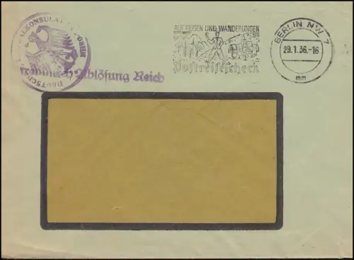 Libre par remplacement Consulat général dans Poznan Foreigns Am brief BERLIN 29.1.36
