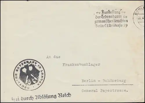 Frei durch Ablösung von der Botschaft in London Auswärtiges Amt Berlin um 1935