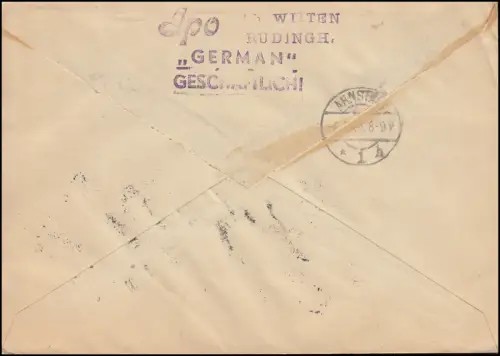 3+6+12 Pf. amerik.+ engl. + dt. Ausgabe MiF R-Brief WITTEN-RÜDINGHAUSEN 29.4.46