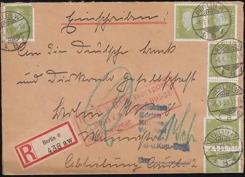 Ebert-Frankatur auf R-Brief Gesandtschaft Sofia Auswärtiges Amt BERLIN 6.1.1933