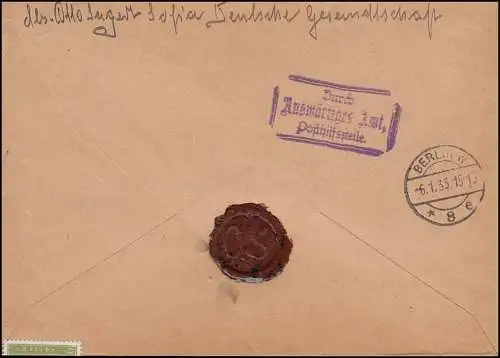 Ebert-Frankatur auf R-Brief Gesandtschaft Sofia Auswärtiges Amt BERLIN 6.1.1933