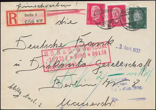 Ebert-Hindenburg MiF R-Lettre de Sofia Ministère des Affaires étrangères BERLIN 1.4.1933