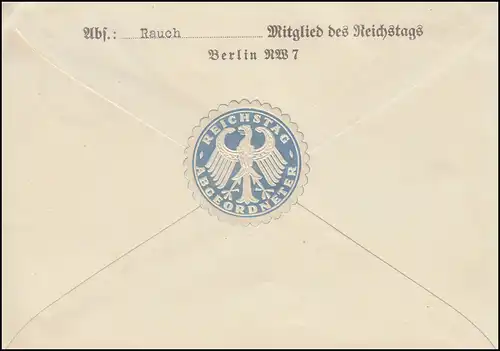 391 Kant EF Brief Abgeordneter Hans Rauch BERLIN-REICHSTAG 11.11.27 nach München