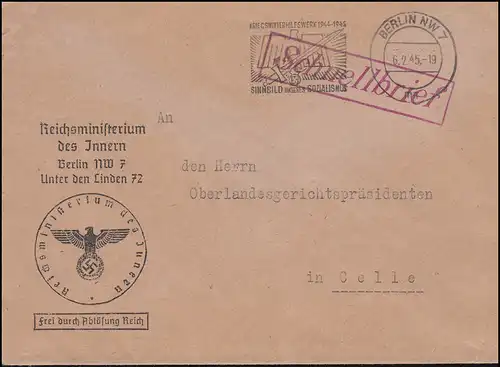 Frei durch Ablösung Reichsministerium des Innern Schnellbrief BERLIN 6.2.1945