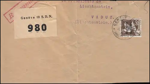Völkerbund (SDN) 40 Abrüstungskonferenz 60 Rp auf Briefstück GENF 6.10.1935