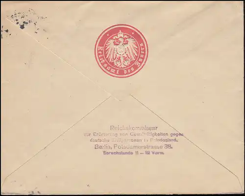 Reichsdienstsache Gewalttätigkeiten gegen Zivilpersonen Brief BERLIN 10.8.1916