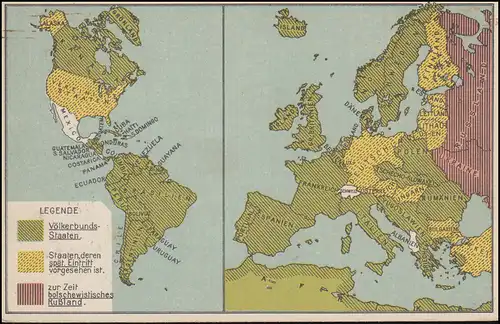 Schweiz-AK Karte der Völkerbundstaaten Volksabstimmung, WALLISELLEN 15.5.1920