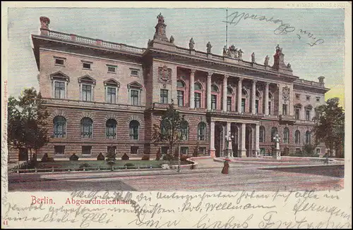 AK Berlin Abgeordnetenhaus, STENDAL 2.4.1903 nach MAGDEBURG-BUCKAU 2.4.03