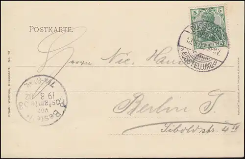 AK Exposition industrielle et commerciale DUSSELDORF CAIRE, SSt ACTION 18.8.1902