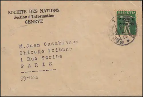 Société des Nations (SDN) 30x Tellknabe en tant qu'EF sur bande passante 23.6.1930 à Paris