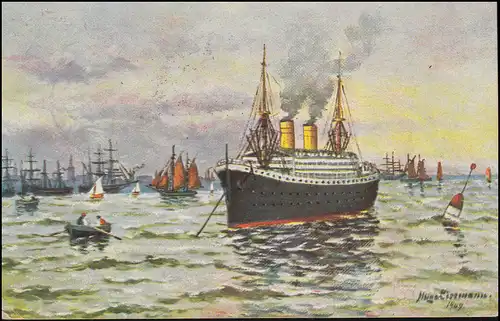 DEUTSCHE MARINE-SCHIFFSPOST No 209 - 24.5.(1916?), AK Dampfer und Segelschiffe