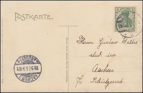 Ansichtskarte Römische Bäder TRIER 19.9.1905 nach AACHEN 19.9.05