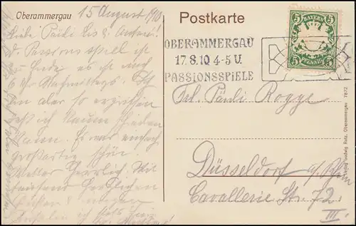 AK Oberammegau Haus des Christusdarstellers, Werbe-O Passionsspiele 17.8.1910