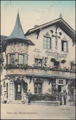 AK Oberammegau Haus des Christusdarstellers, Werbe-O Passionsspiele 17.8.1910