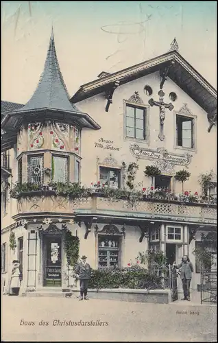 AK Oberammegau Maison de l'acteur du Christ, Jeux de promotion O Passion 17.8.1910