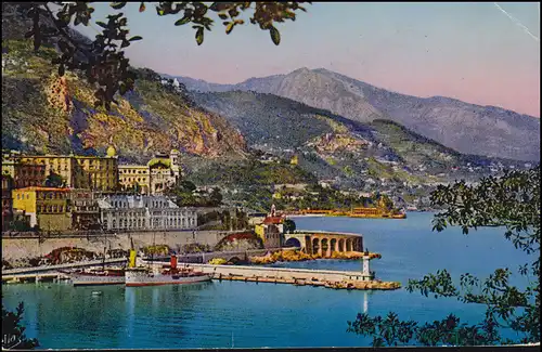 Monaco: exposition de timbres REINATEX Monte-Carlo 1952 Publicité-O correspondant AK