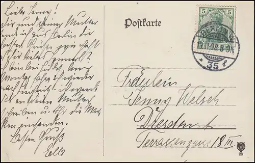 AK Berlin Reichstagsbähmeum mit 85I EF BERLIN W 35 l - 19.11.1908 vers Dresde