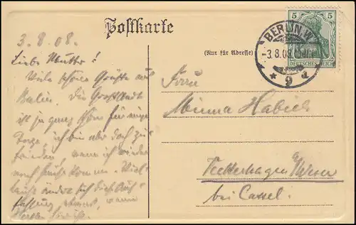 AK Gruss du Palais des Sages de Berlin W, BERLIN W 9 - 3.8.1908