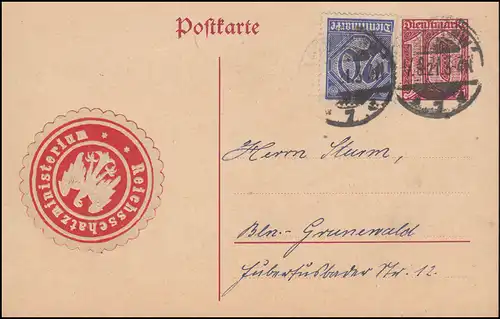Affaire de service DP 4 avec D 26 Marque de travail Ministère du Trésor BERLIN 17.8.21