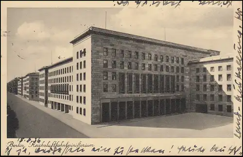 Ansichtskarte Reichsluftfahrtministerium (Titel dreisprachig), BERLIN 6.8.1936