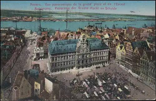 Ansichtskarte Antwerpen / Anvers Panorama Großer Markt und Schelde, 29.4.1924