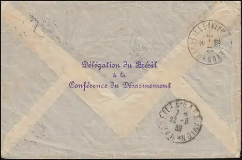 Schweiz Wappenschild + 245 Brieftaube + 254 Abrüstung R-Brief GENF 20.8.32