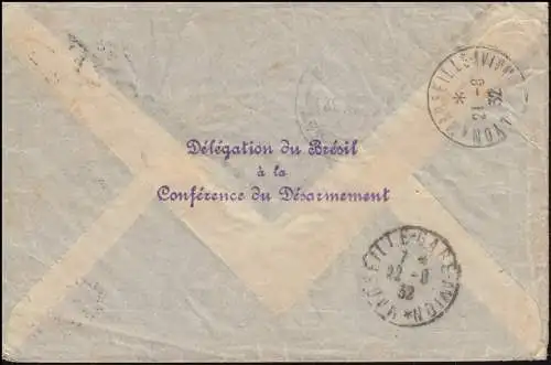 Suisse Blason + 245 Pigeon-lettre + 254 Désarmement R-Lettre GENEF 20.8.32