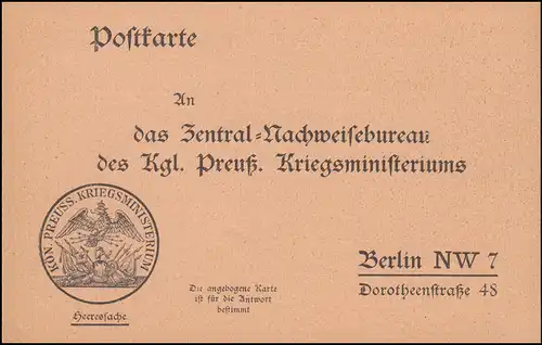 Kgl. Pruss. Ministère de la Guerre Berlin, inutilisé