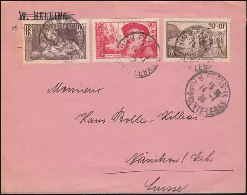 328 Sport + 352 Rodin + 361 Gesundheitspflege Auslandsbrief PARIS 14.1.1938