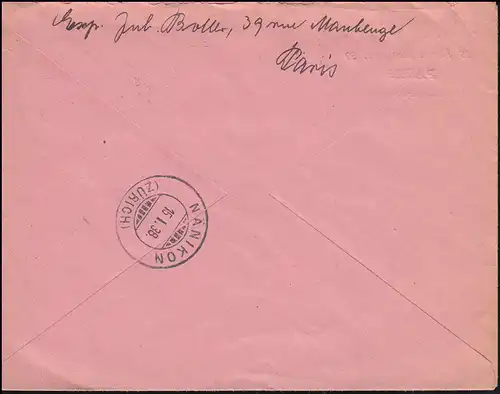 328 Sport + 352 Rodin + 361 Soins de santé Lettre étrangère PARIS 14.1.1938