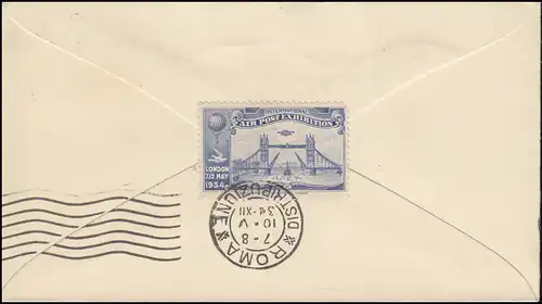 173 Congrès de l'Association postale mondiale sur lettre SSt LONDON Exposition de courrier aérien 7.5.34