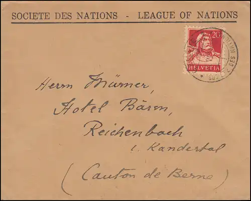 Schweiz 206x Tell mit Armbrust als EF auf Brief GENF Völkerbund 24.6.1926